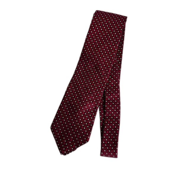 John W. Nordstrom Christmas Tree Rocking Horse Star Red White Silk Tie - Picture 2 of 7